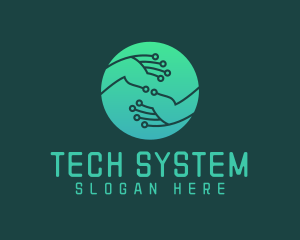 System - Digital Hand Circuit logo design