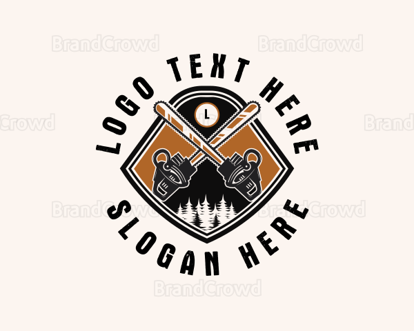 Chainsaw Woodcutting Industrial Logo