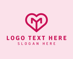 Online Dating - Heart Letter M logo design