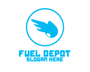 Gasoline - Blue Winged Droplet logo design
