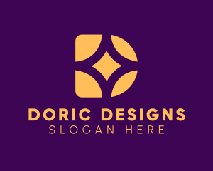 Golden Star Letter D logo design