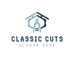 Cutting Pliers Home Plumbing  logo design