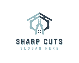 Cutting Pliers Home Plumbing  logo design