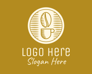 Hot Coffee - Elegant Coffee Bean Cup logo design