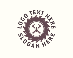 Logging - Hammer Pine Tree Saw logo design