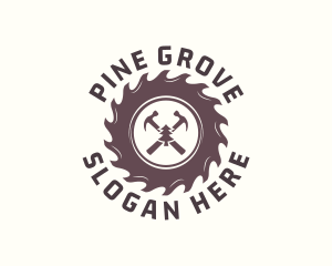 Hammer Pine Tree Saw logo design