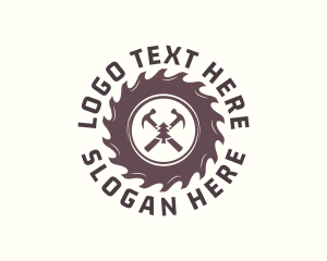 Woodcutting - Hammer Pine Tree Saw logo design