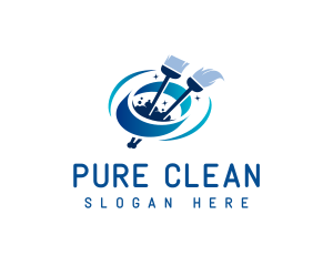 Broom Mop Cleaning logo design