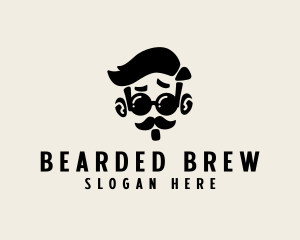 Hipster Beard Mustache logo design