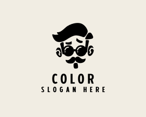 Human - Hipster Beard Mustache logo design