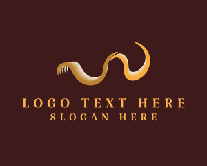High Class - Gold Wave Letter W logo design