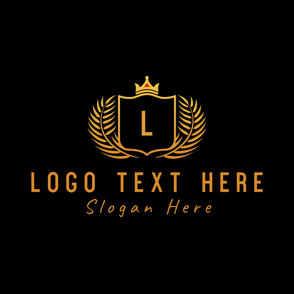 Golden Wreath Crown Shield Logo | BrandCrowd Logo Maker