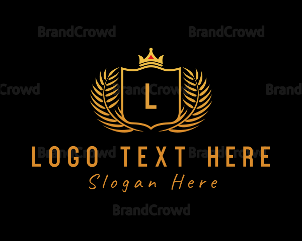 Golden Wreath Crown Shield Logo