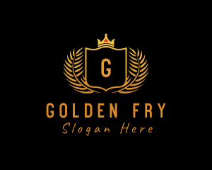 Golden Wreath Crown Shield logo design