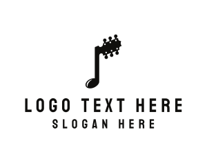 Monochrome - Musical Note Guitar logo design