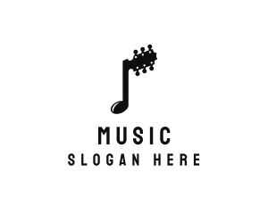 Black - Musical Note Guitar logo design
