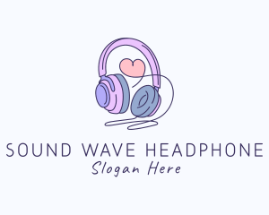 Headphone - Love Music Headphone logo design