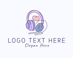 Sounds - Love Music Headphone logo design
