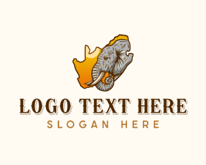 Map - Elephant South Africa Wildlife logo design