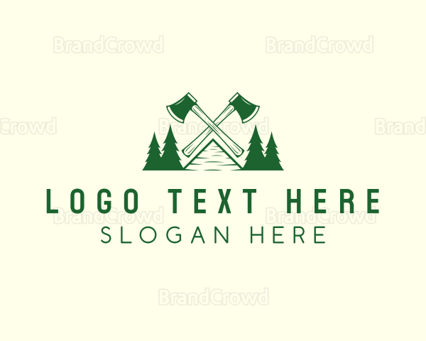 Mountain Axe Lumberjack Logo