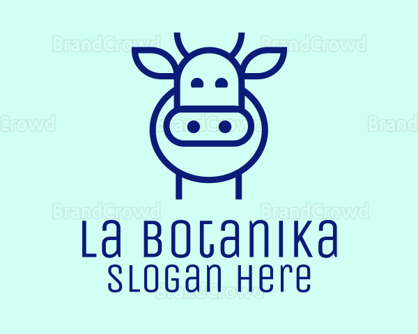 Minimalist Blue Cow Logo