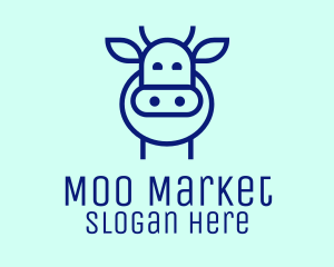 Cow - Minimalist Blue Cow logo design