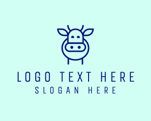 Minimalist Blue Cow logo design