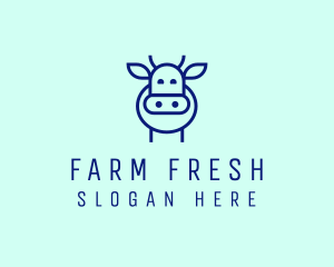 Minimalist Blue Cow logo design