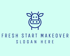 Minimalist Blue Cow logo design