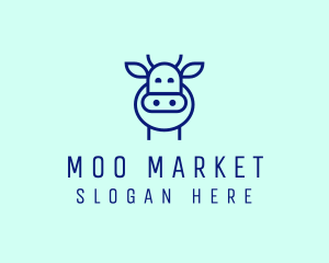 Minimalist Blue Cow logo design