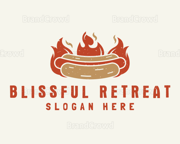 Fire Hot Dog Sandwich Snack Logo