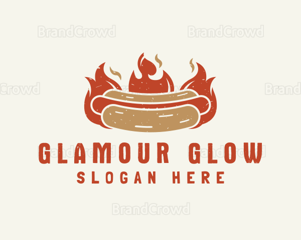 Fire Hot Dog Sandwich Snack Logo