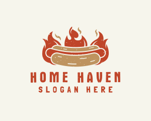 Fire Hot Dog Sandwich Snack Logo