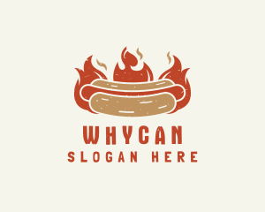 Fire Hot Dog Sandwich Snack Logo