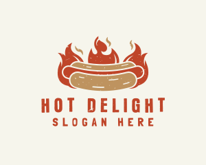 Fire Hot Dog Sandwich Snack logo design