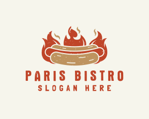 Fire Hot Dog Sandwich Snack logo design