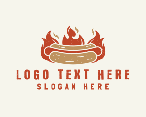 Fire Hot Dog Sandwich Snack Logo