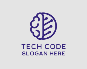 Code - Brain Circuit Tech logo design