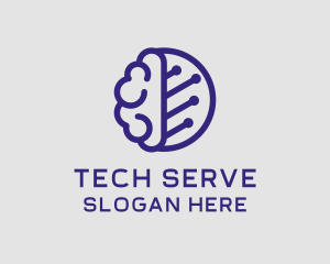 Server - Brain Circuit Tech logo design