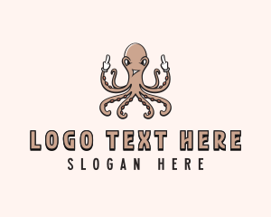 Rebel - Naughty Octopus Cursing logo design