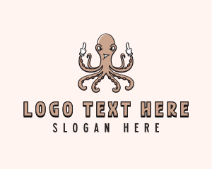 Fuck - Naughty Octopus Cursing logo design