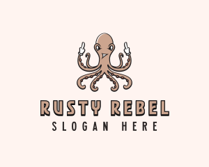 Naughty Octopus Cursing logo design