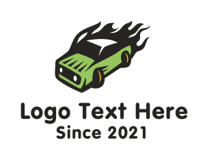 Toy Shop - Green Blazing Toy Car logo design