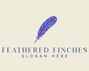 Boho Feather Quill logo design