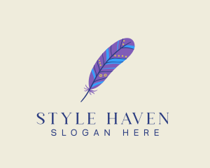 Writer - Boho Feather Quill logo design