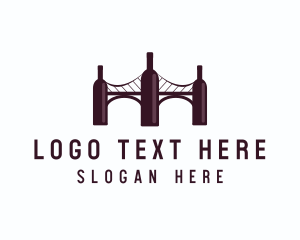Red Bottle - Wine Tour Bridge logo design