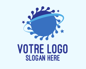 Space - Blue Virus Planet logo design