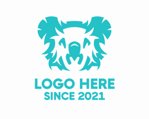 Wildlife Center - Blue Koala Head logo design