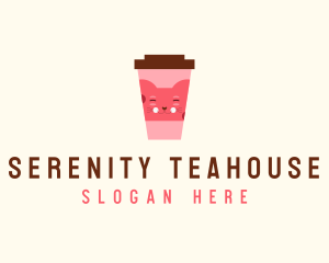 Cat Cafe Drink  logo design