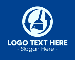 Cleaning - Blue Recycle Cleaning Broom logo design